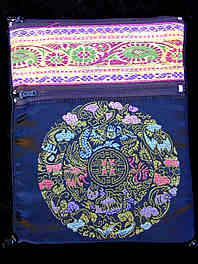 TAROT BAG IN BLACK WITH MANDALA AND WOVEN RIBBON